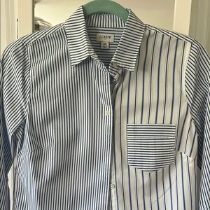 J. Crew women’s White and Navy Striped Button Down Shirt